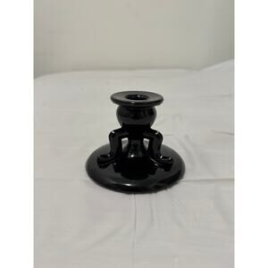 L.E. Smith Black Amethyst Candlestick VINTAGE